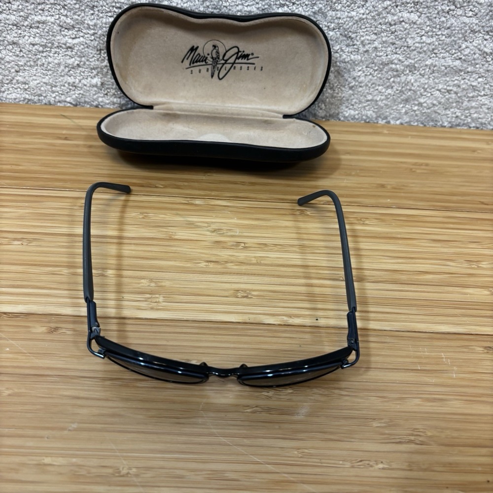 Maui Jim MJ-124-02 Sunglasses Frames Gunmetal Blue On Black Oval Need Repair - Picture 3 of 12